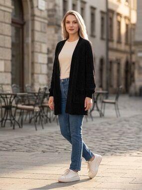 Matty M Dark Green Open-Front Women's Chenille Cardigan Sz XL Academia Cozy Soft